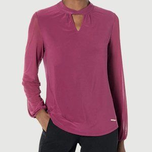 Nine West purple twist neck sheer long sleeved top NWT